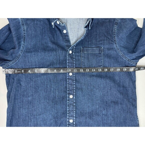 Seagale Mens XXL Denim Shirt Blue Tencel Stretch Long Sleeve Button Down Casual - Picture 8 of 10